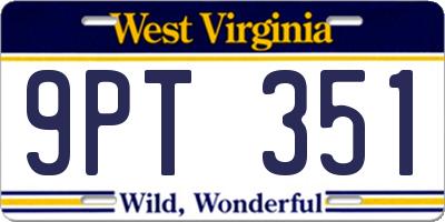 WV license plate 9PT351