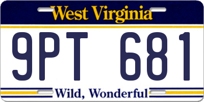 WV license plate 9PT681