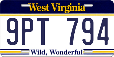 WV license plate 9PT794