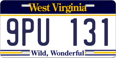 WV license plate 9PU131