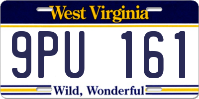 WV license plate 9PU161