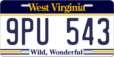 WV license plate 9PU543