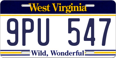 WV license plate 9PU547