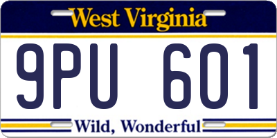 WV license plate 9PU601