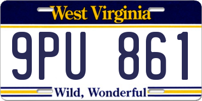 WV license plate 9PU861