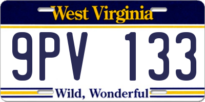 WV license plate 9PV133
