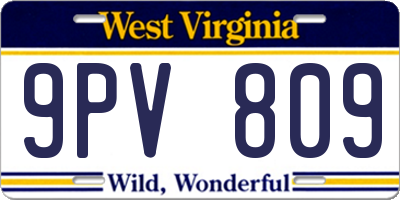 WV license plate 9PV809