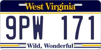 WV license plate 9PW171
