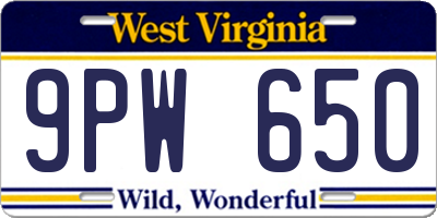 WV license plate 9PW650