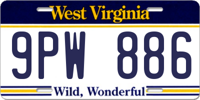 WV license plate 9PW886