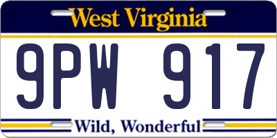 WV license plate 9PW917