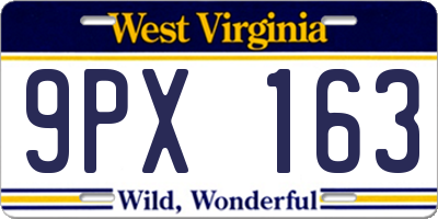 WV license plate 9PX163