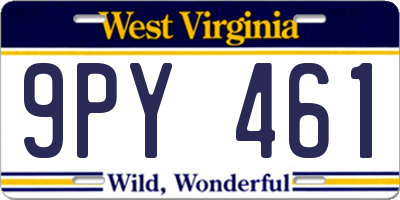 WV license plate 9PY461