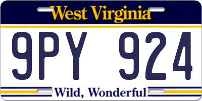 WV license plate 9PY924