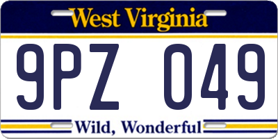 WV license plate 9PZ049