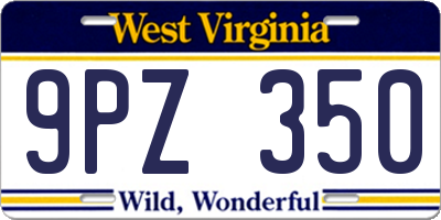 WV license plate 9PZ350