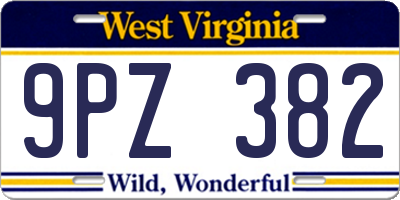 WV license plate 9PZ382