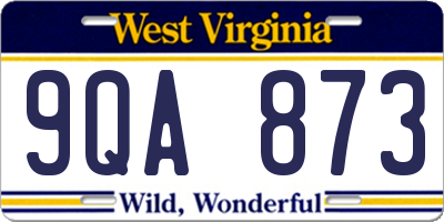 WV license plate 9QA873