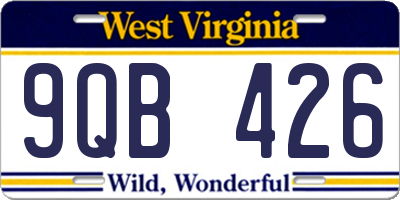 WV license plate 9QB426