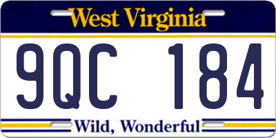 WV license plate 9QC184