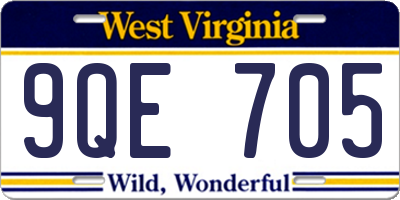 WV license plate 9QE705