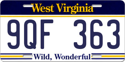 WV license plate 9QF363