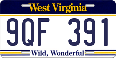 WV license plate 9QF391