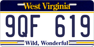 WV license plate 9QF619
