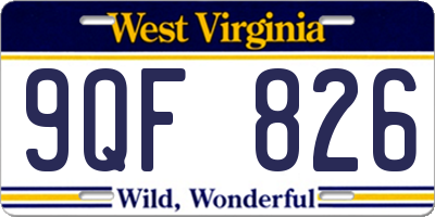 WV license plate 9QF826