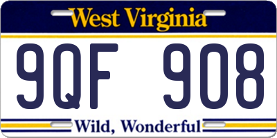WV license plate 9QF908
