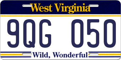 WV license plate 9QG050