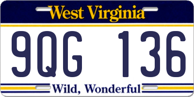 WV license plate 9QG136