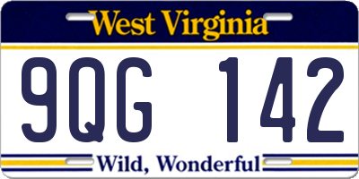 WV license plate 9QG142