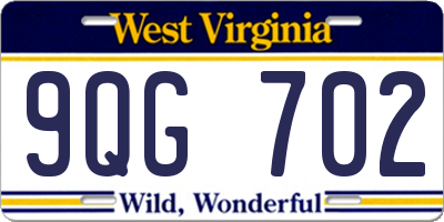 WV license plate 9QG702