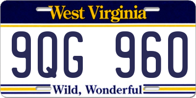 WV license plate 9QG960