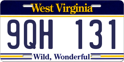WV license plate 9QH131