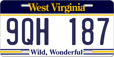 WV license plate 9QH187