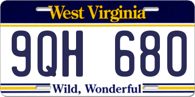 WV license plate 9QH680