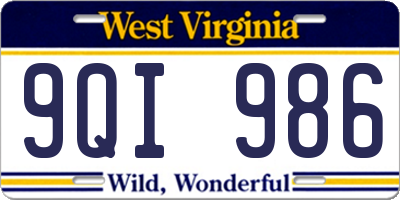 WV license plate 9QI986