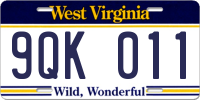WV license plate 9QK011