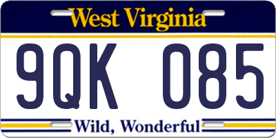 WV license plate 9QK085