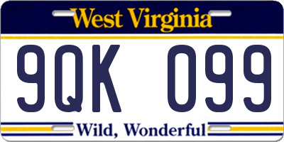 WV license plate 9QK099