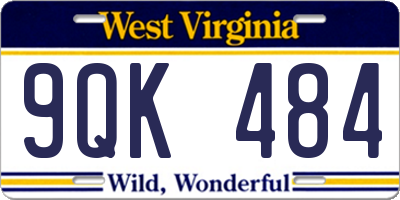 WV license plate 9QK484