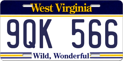 WV license plate 9QK566