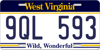 WV license plate 9QL593