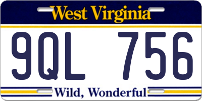 WV license plate 9QL756