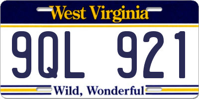 WV license plate 9QL921