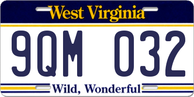 WV license plate 9QM032