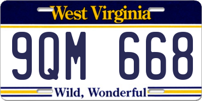 WV license plate 9QM668