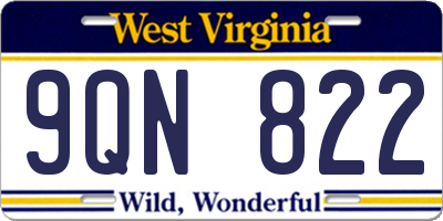WV license plate 9QN822